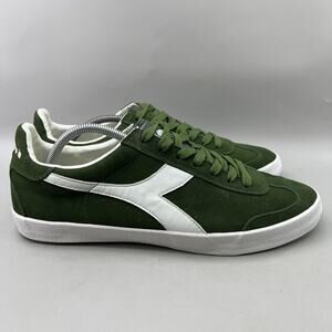 Diadora Pitch Suede Casual Shoes Men Size 12 Green White Low Top Comfort Sneaker